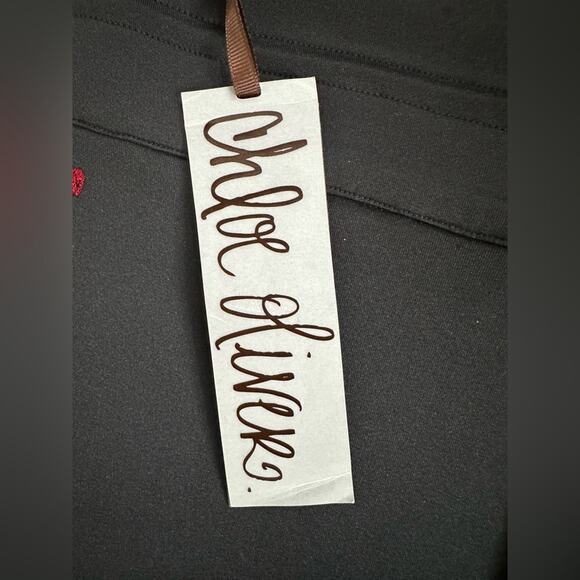 Chloe Oliver Embroidered Mini Skirt with Drawstring, Black, Neoprene, Sz Small - Picture 8 of 8